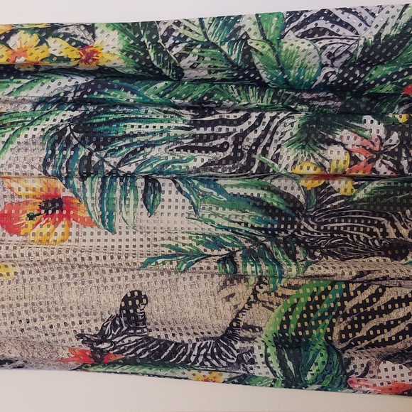 New York & Company Tropical Floral Zebra Print Skirt Eyelet Overlay Size Medium - Picture 5 of 16